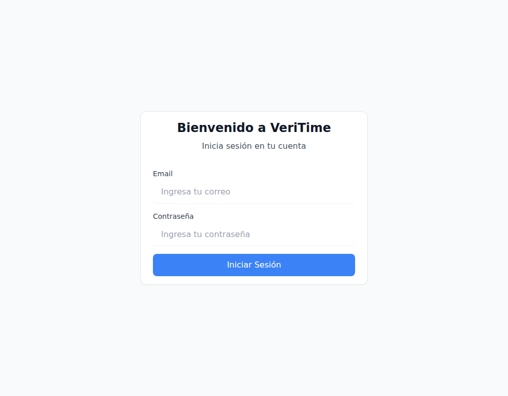 Pantalla de acceso a VeriTime